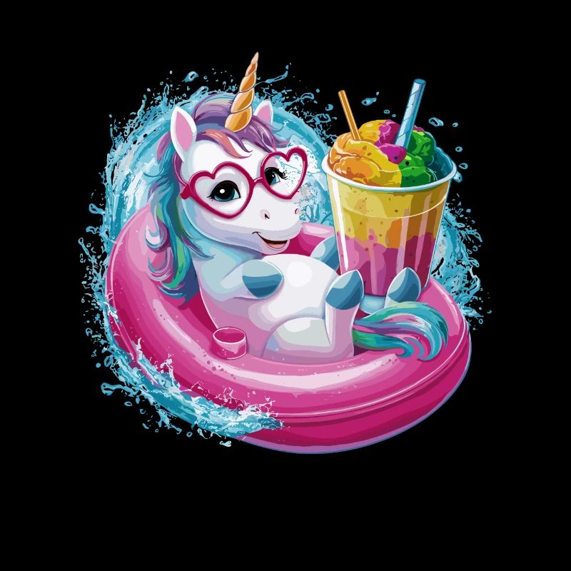 Niedliches Einhorn genießt Eiscreme-Spaß