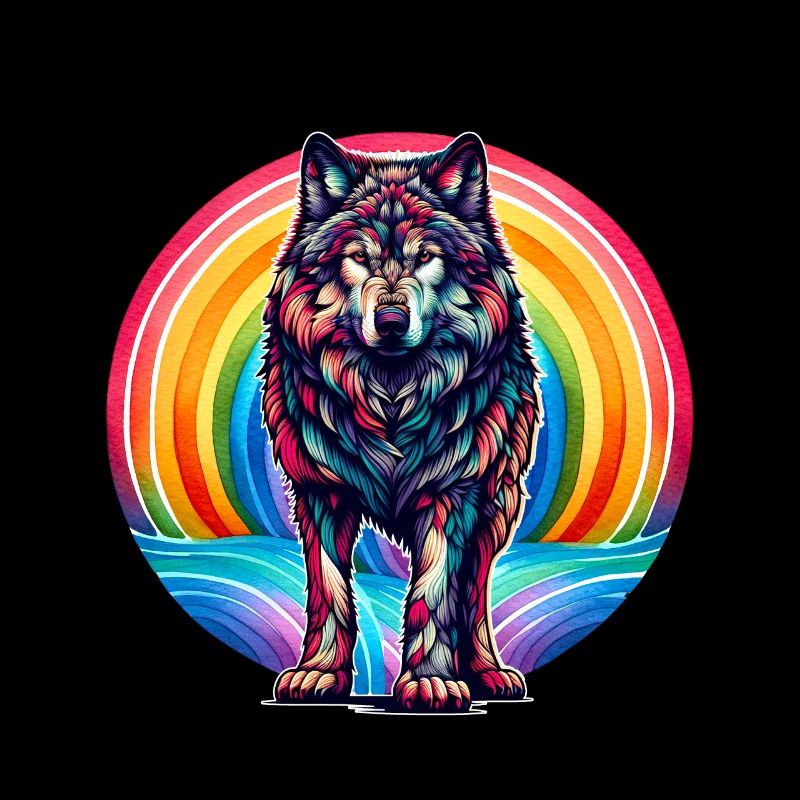 Rainbow Wolf Wolves