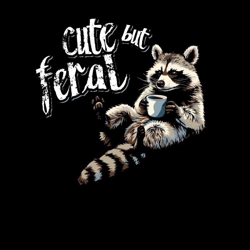 Mignon raton laveur buveur de café dessin animé
