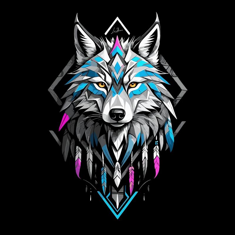 Bunter geometrischer Wolf