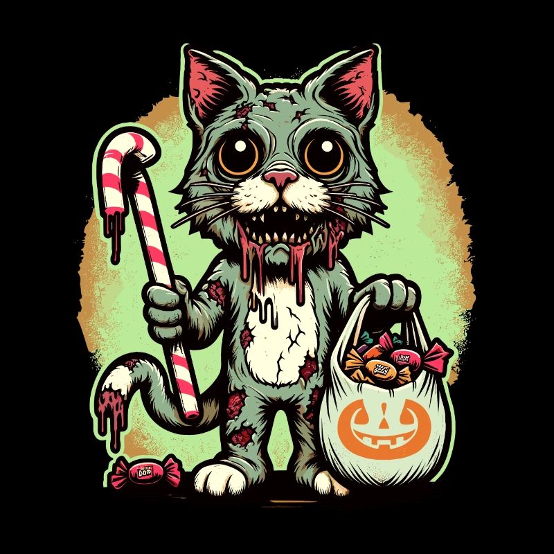Creepy Zombie Katze Süßes Oder Saures