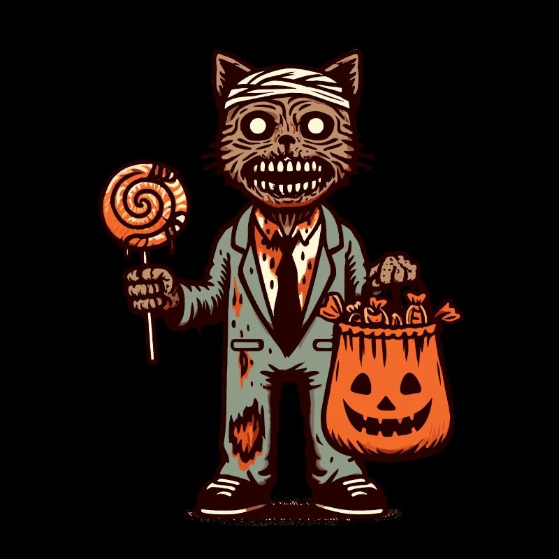 Untote Zombie Katze Süßes Oder Saures Halloween
