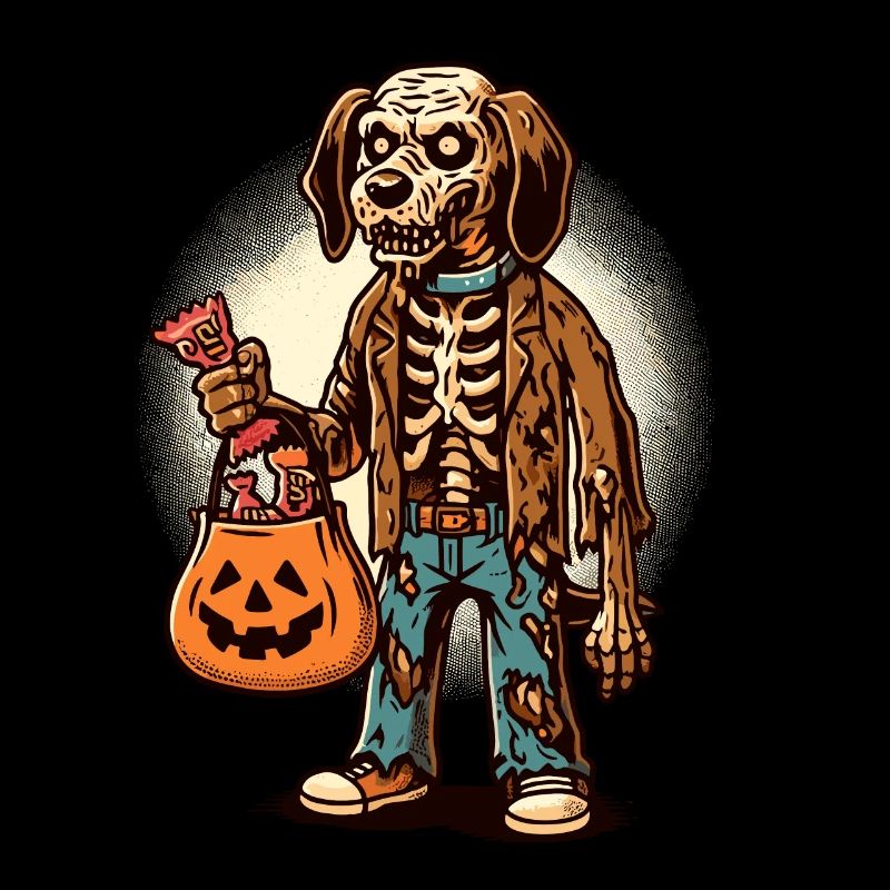 Untote Zombie Hund Süßes Oder Saures Halloween