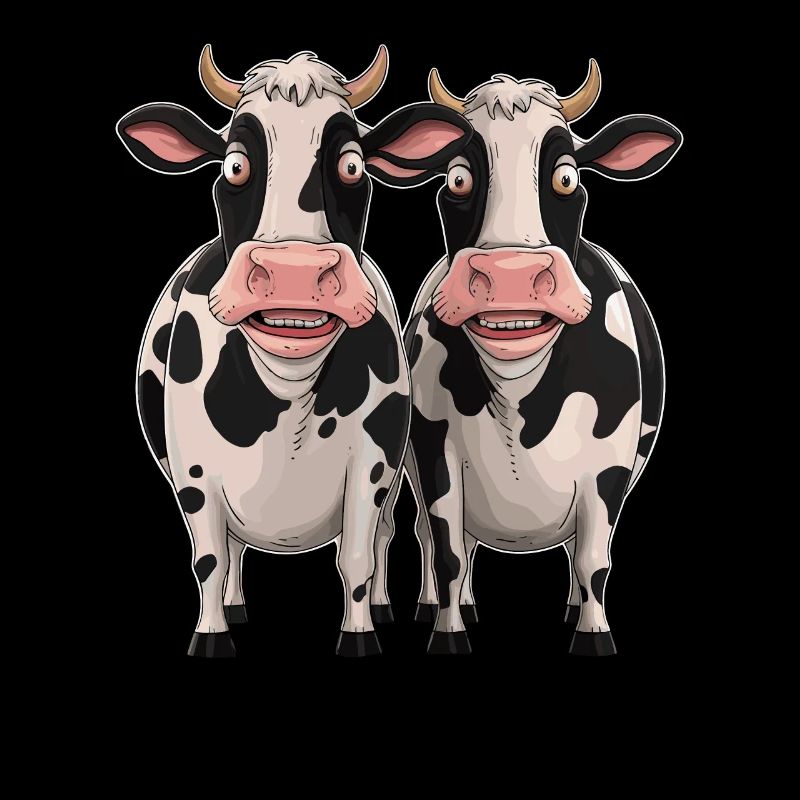 Funny Cows Cartoon Illustration