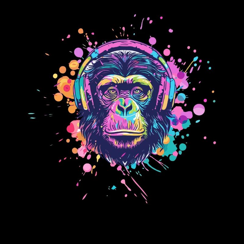 Affe Mit Kopfhörer Damen Deko Herren Geschenk