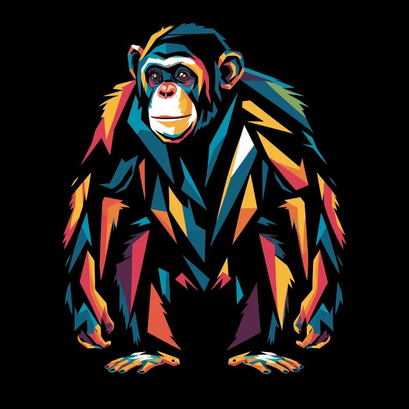 Colorful Chimpanzee Portrait Artwork