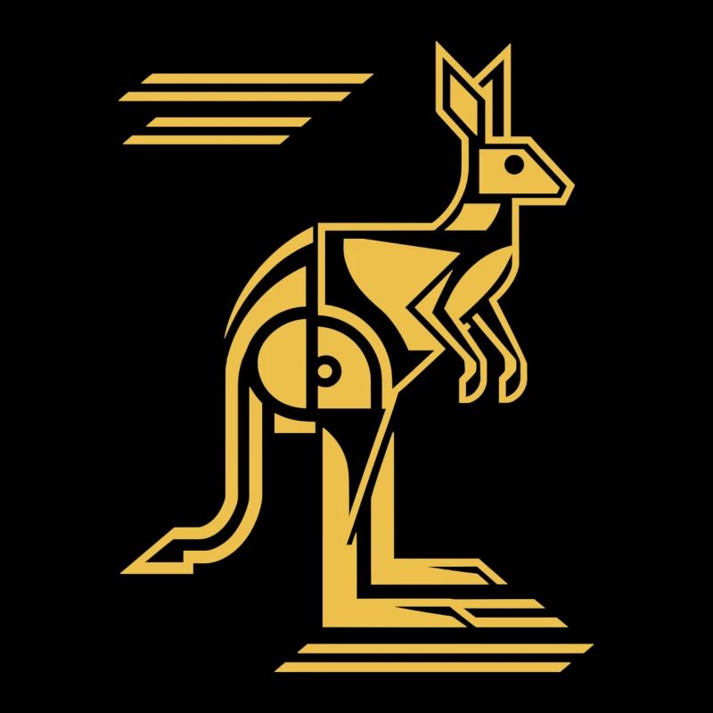 Geometric Kangaroo Artwork in Yellow