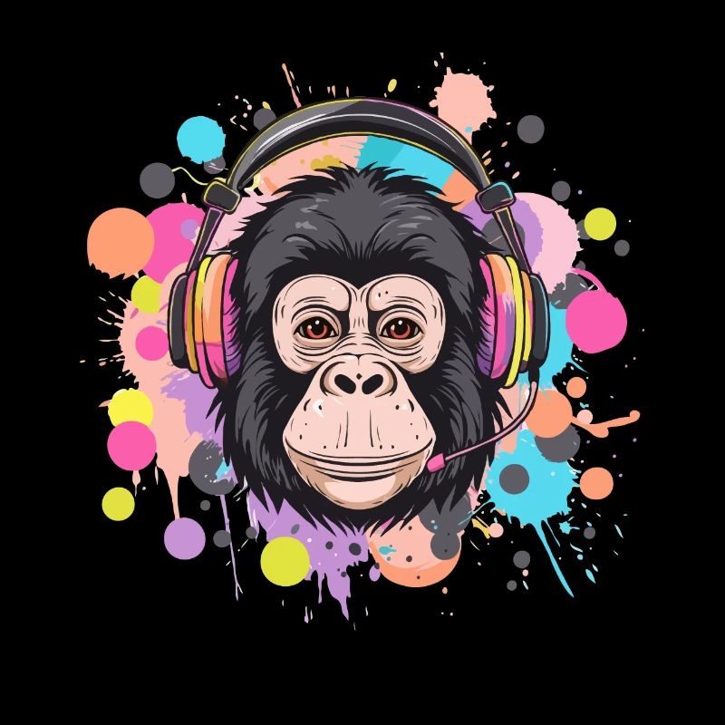 Affe Mit Kopfhörer Damen Deko Herren Geschenk