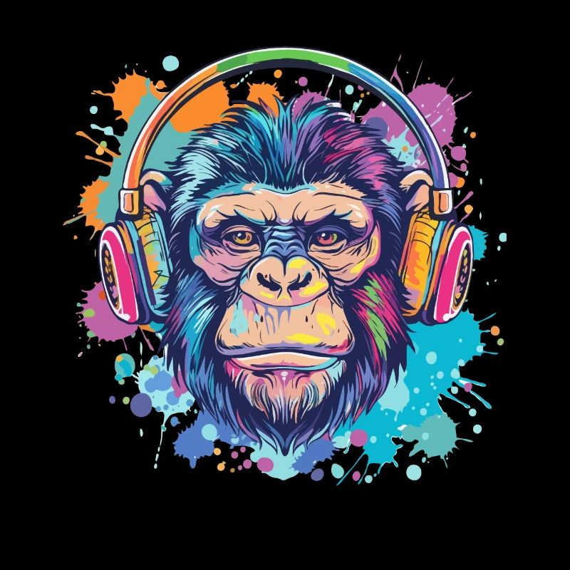 Affe Mit Kopfhörer Damen Deko Herren Geschenk