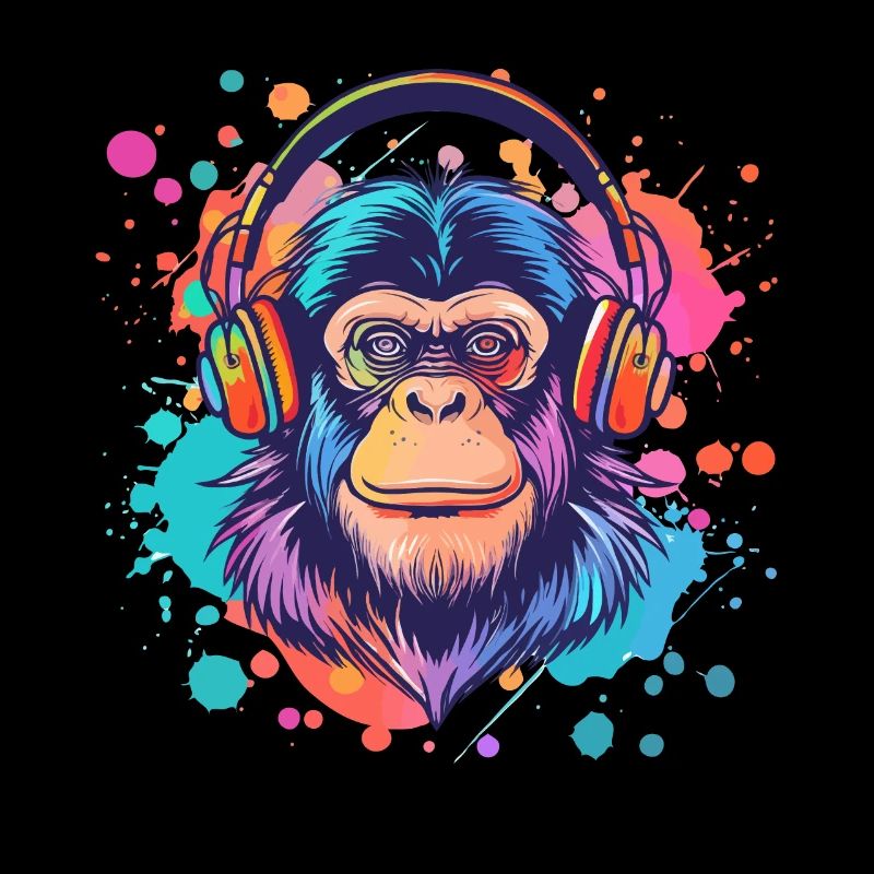 Affe Mit Kopfhörer Damen Deko Herren Geschenk