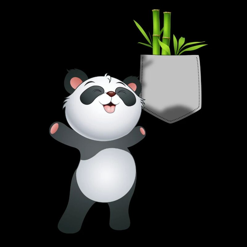 Panda greift nach Bambus in Ihrer falschen Tasche Spaß
