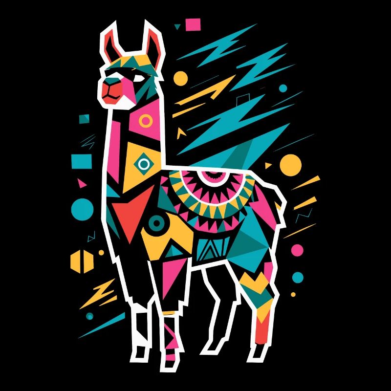 Lama géométrique coloré