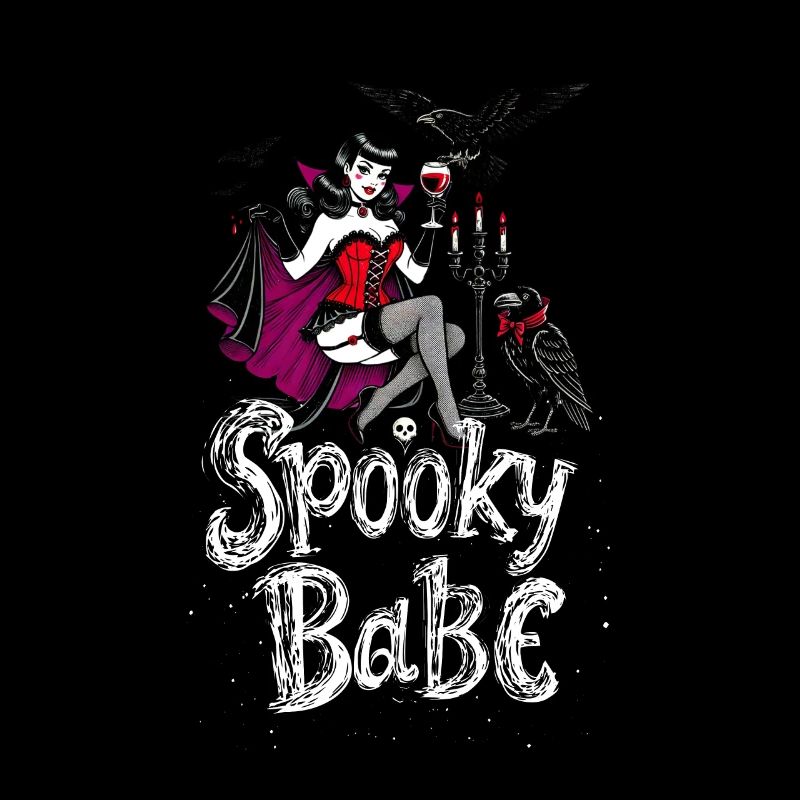 Spooky Babe Vampire Retro Halloween Ladies