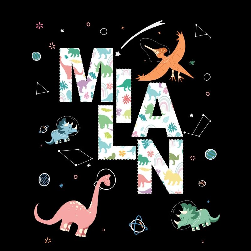 MILAN - Beautiful boy name with dinosaur