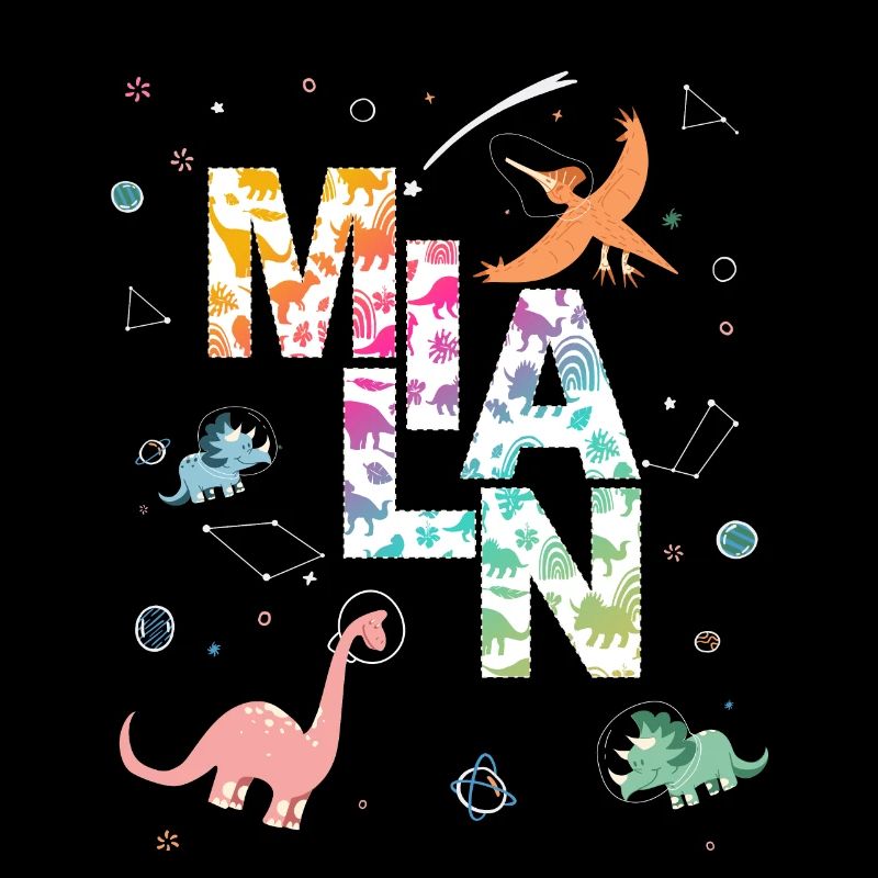 MILAN - Beautiful boy name with dinosaur