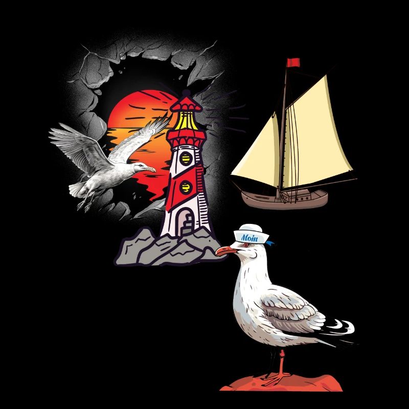 maritim Möwe Möwen Leuchtturm Segelschiff Schiff