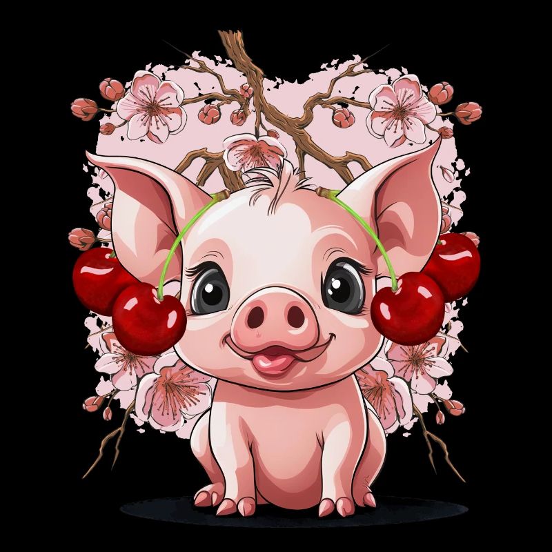 Schwein Kirschen Kirsche Ferkel Kirschblüte
