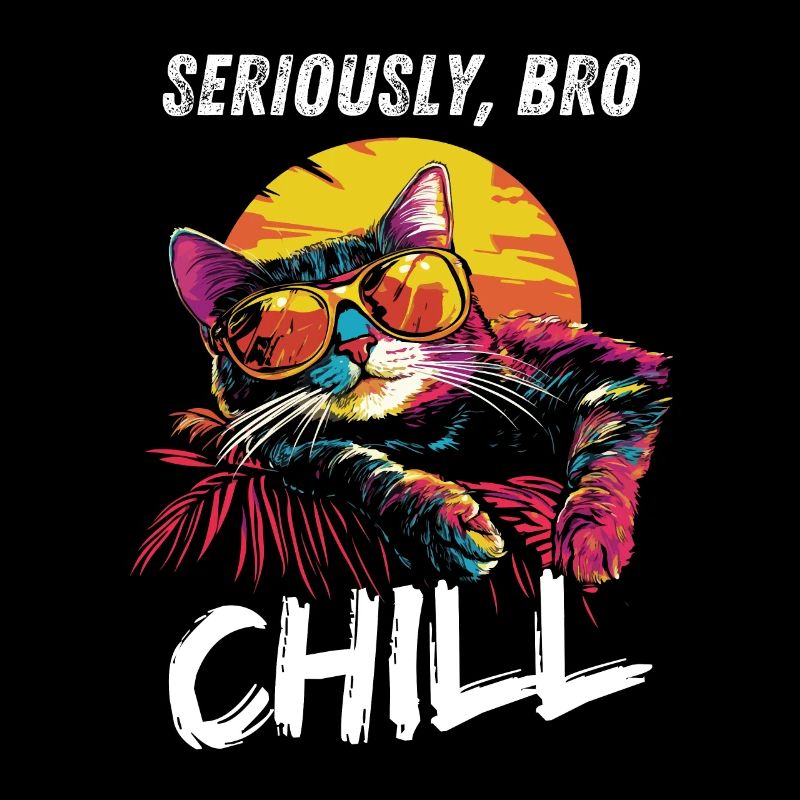 Seriously Bro Chill Cat Sunset Meme