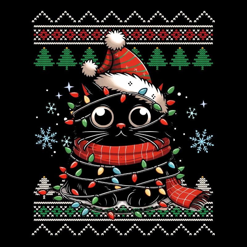 Chat drôle moche pull de Noël