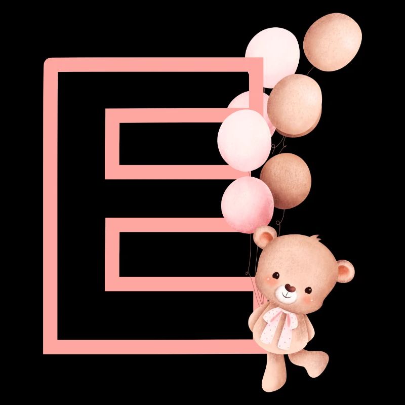 Lettre e rose ours