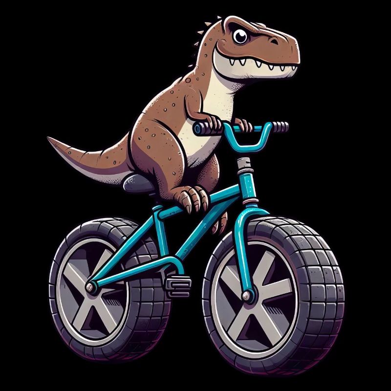 Drôle de dinosaure T-Rex à vélo