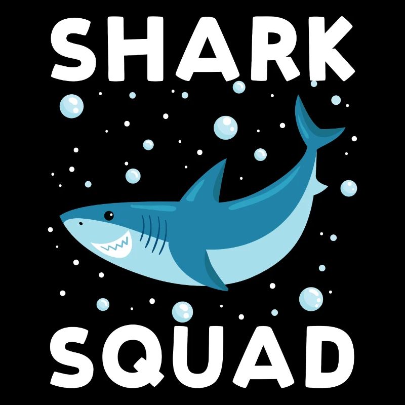 Cool Shark Squad with Surfboard Summer Vibes
