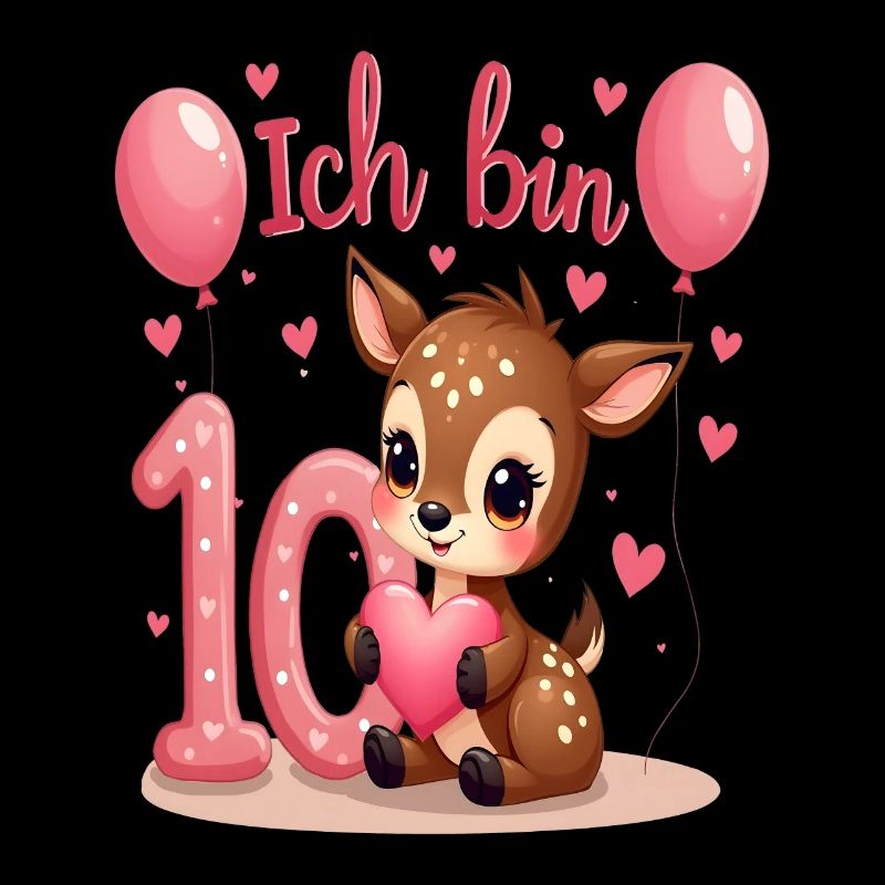 Süßes Reh Ich bin 10 Kinder 10. Geburtstag Mädchen