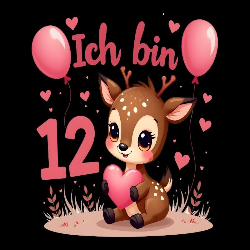 Süßes Reh Ich bin 12 Kinder 12. Geburtstag Mädchen