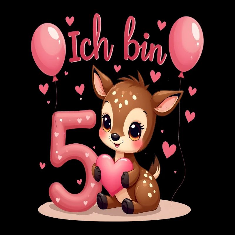 Süßes Reh Ich bin 5 Kinder 5. Geburtstag Mädchen