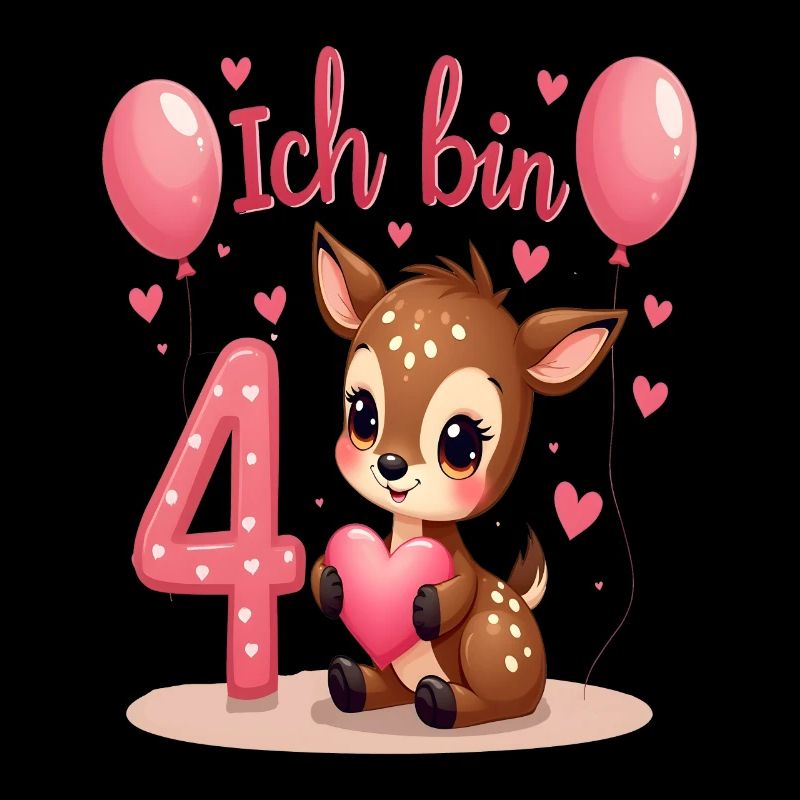 Süßes Reh Ich bin 4 Kinder 4. Geburtstag Mädchen
