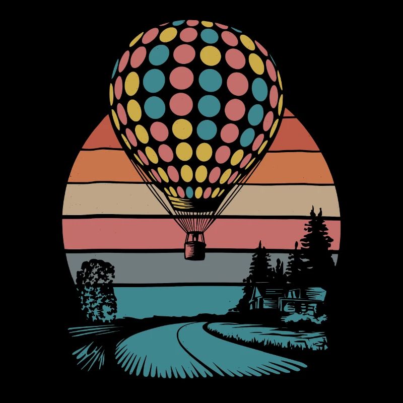 Montgolfière Rétro Coucher de soleil Abstrait