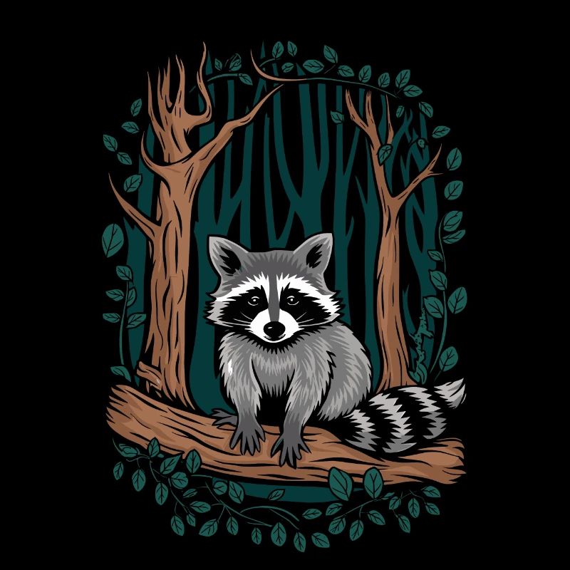 Waschbär Im Wald Cottagecore Motiv