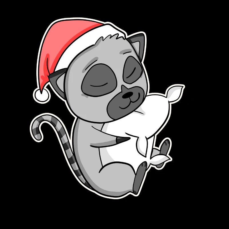 Lémuriens mignons fatigués dormant à Noël