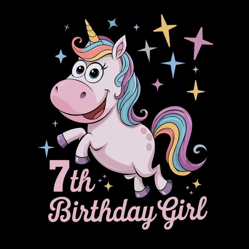 Lustiges Einhorn 7. Geburtstag Mädchen