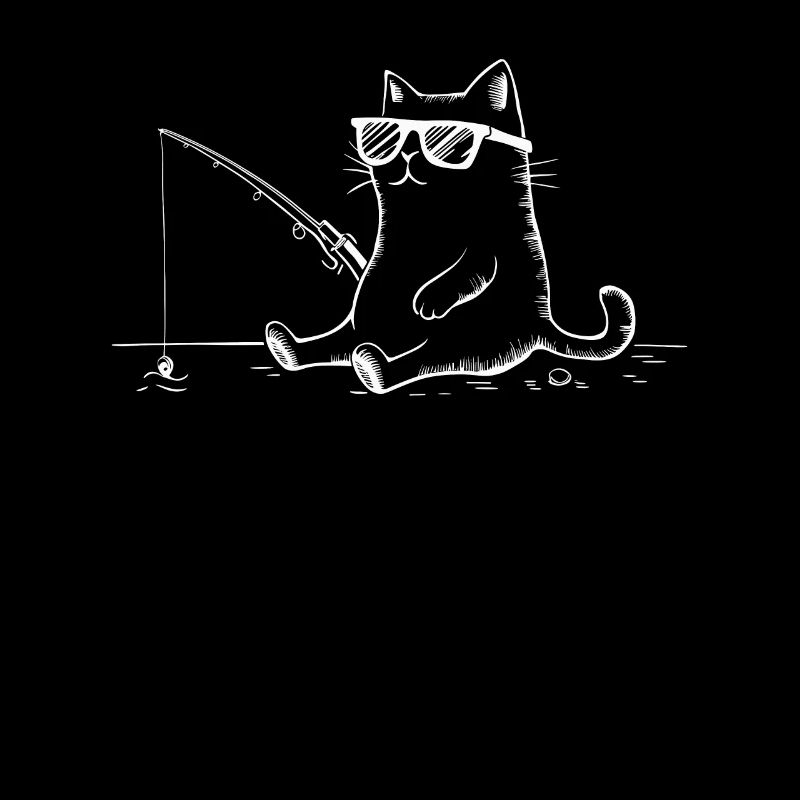 Katze Mit Sonnenbrille Angelt
