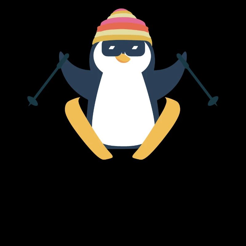 Verschneiter Winter Ski Pinguin Seevogel Pinguin