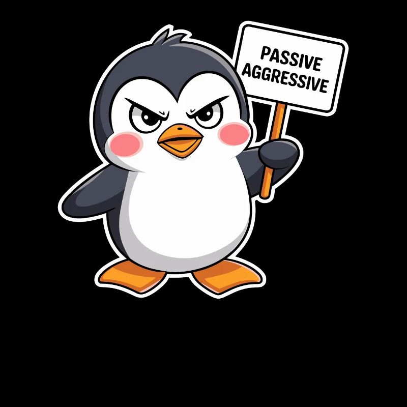 Passiver Aggressiver Pinguin Mit Schild