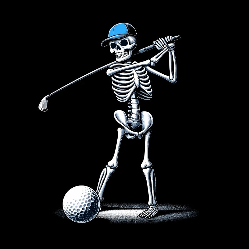 Halloween Golfer Golf spielen Golfschläger Skelett