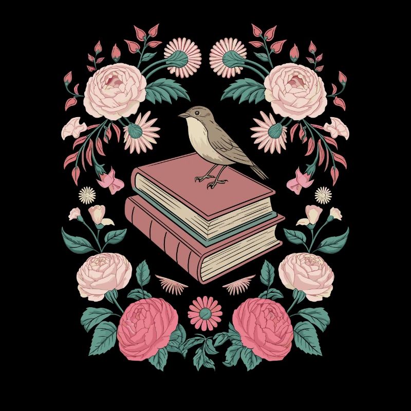 Cottagecore Bücher Vogel Blumen Romantik
