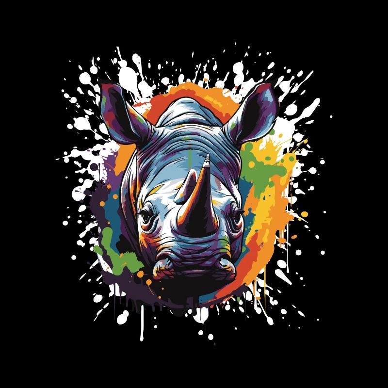 Rhino Head Portrait Pop Art