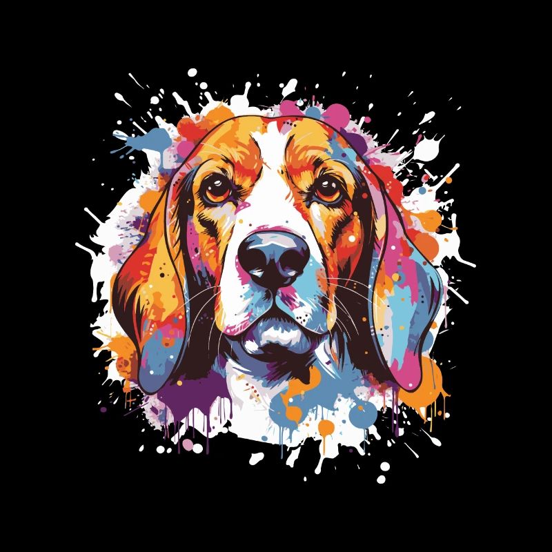 Beagle Dog Head Portrait Pop Art