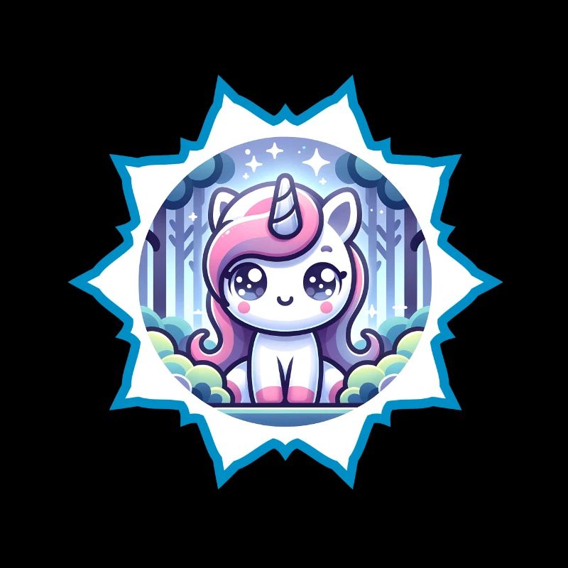 Süßes Einhorn im Wald mit Sterne