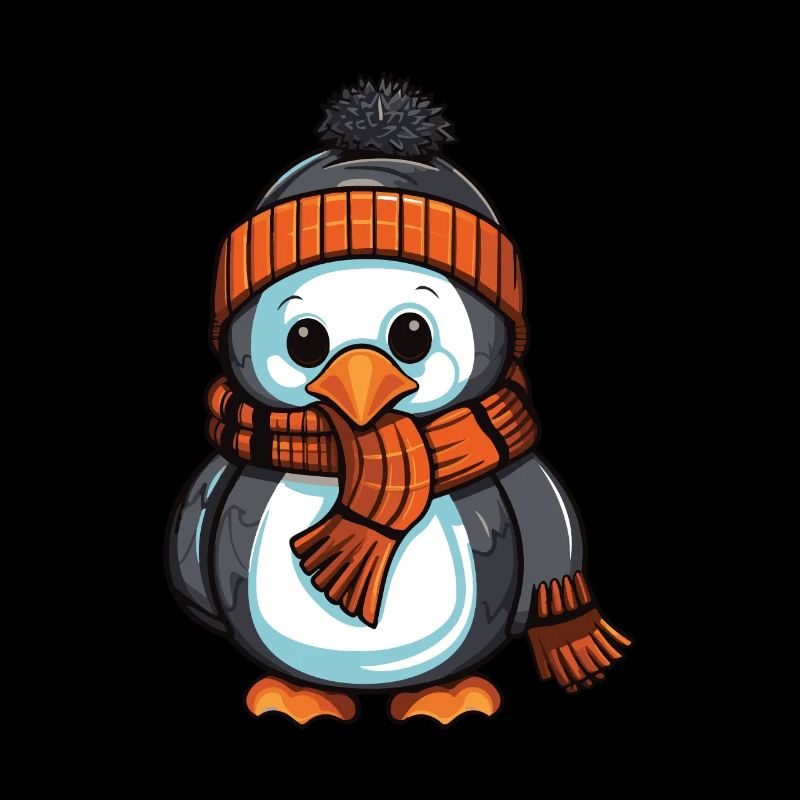 Pingouin mignon bande dessinée d’hiver