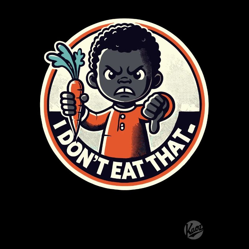 Kleiner Junge mit Karotte, das esse ich nicht!