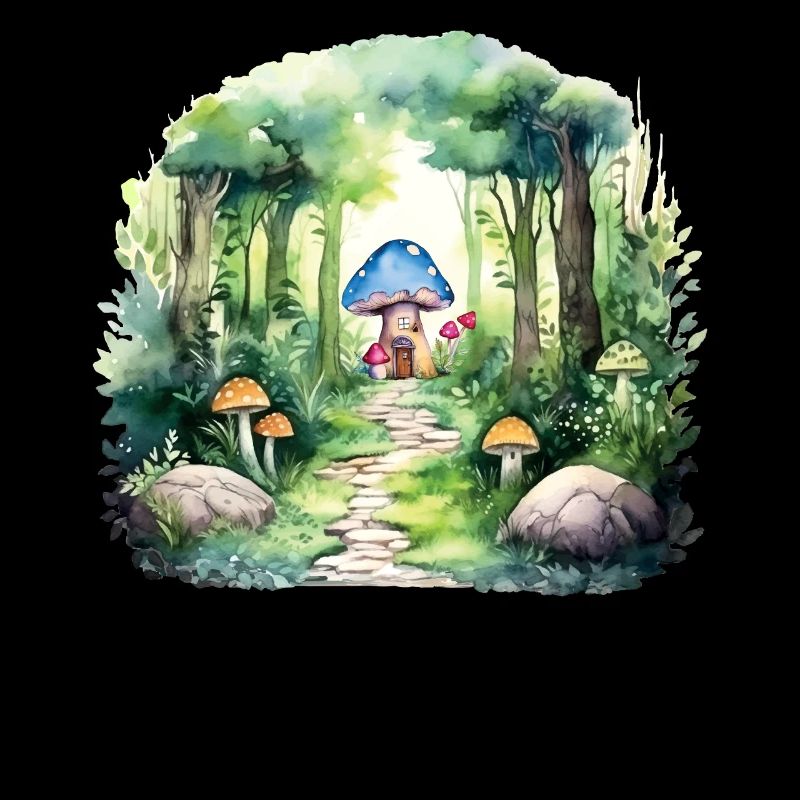 Enchanted mushroom house in a magical forest