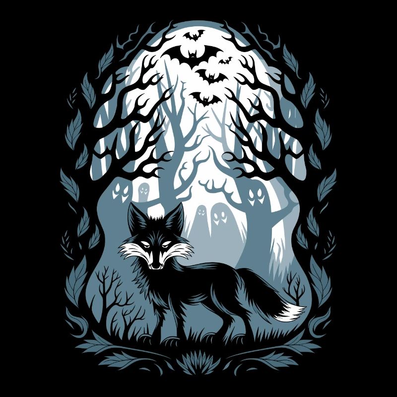 Dunkler Cottagecore Waldfuchs mit Geistern