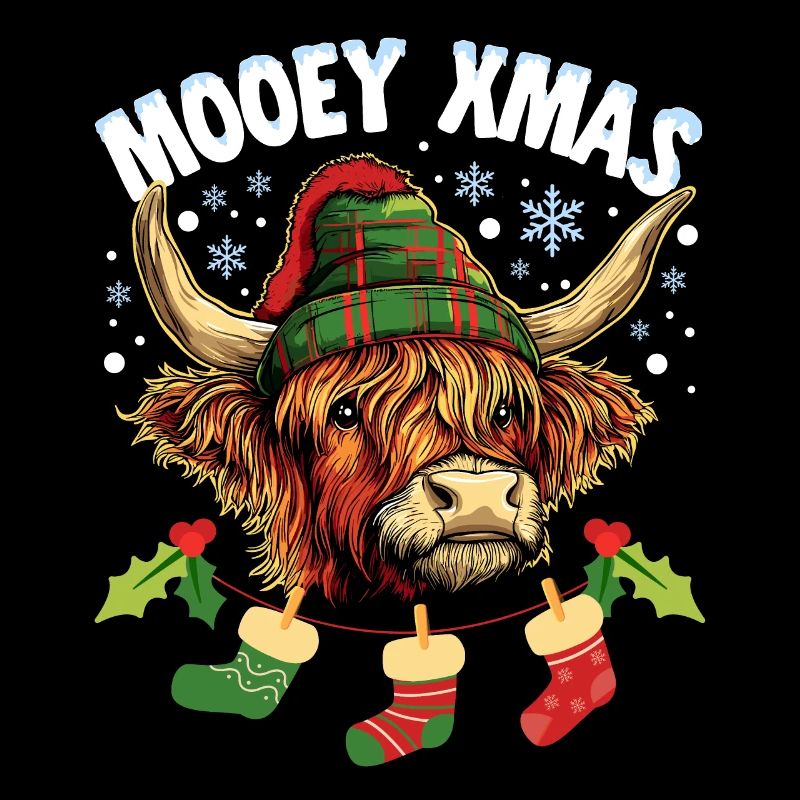 Christmas Scottish Highland Cattle Mooey Xmas