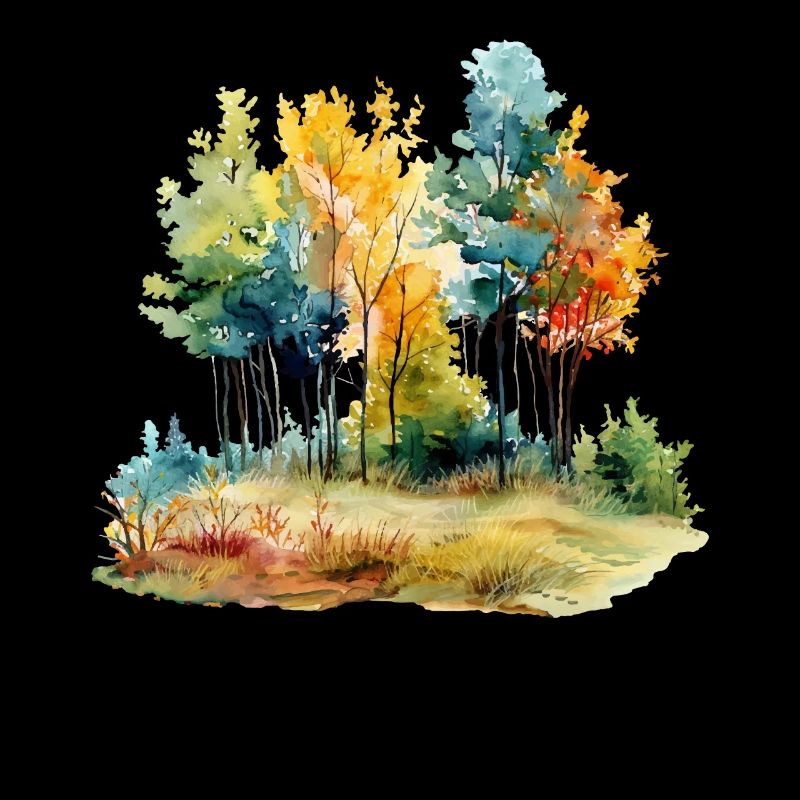 Herbstwald Aquarell Forêt d’automne Aquarelle