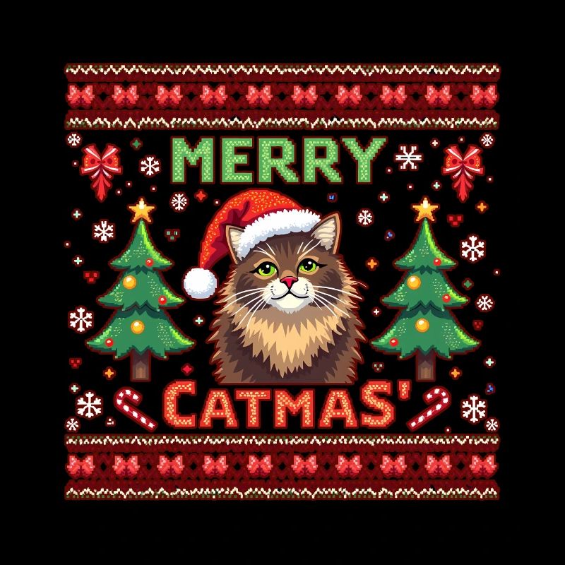 Merry Catmas – Katze mit Schneeflocken