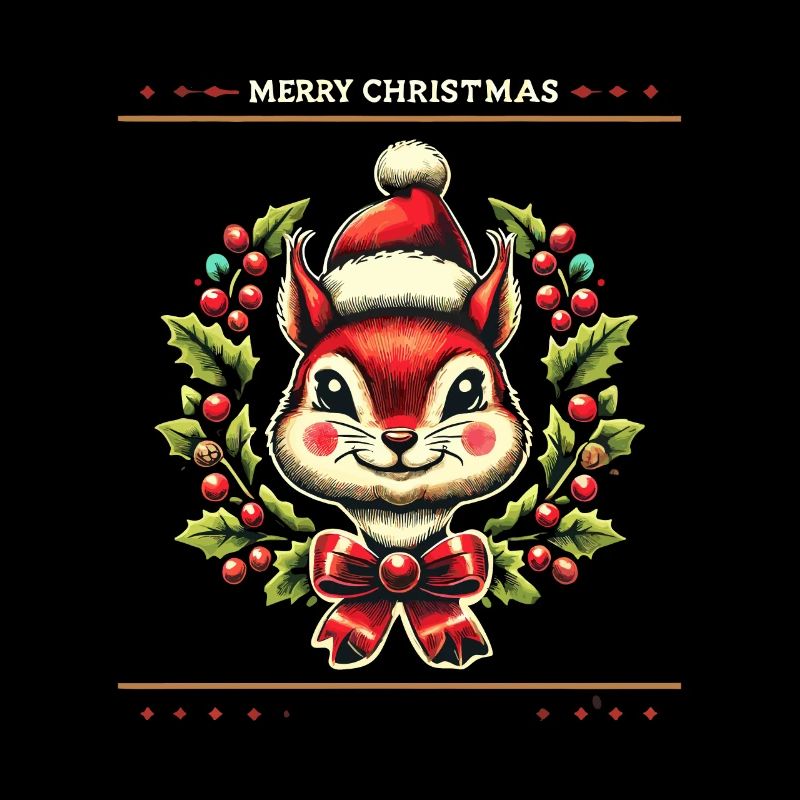 Fröhliches Weihnachten Eichhörnchen Mit Beeren